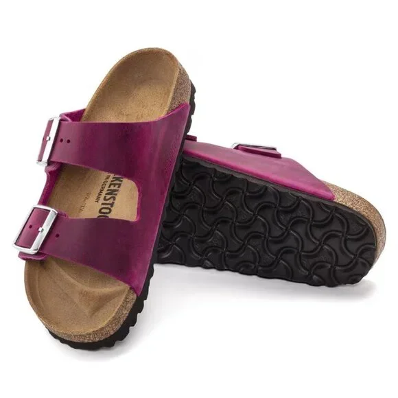 NEW Birkenstock Made in Germany Arizona BS Sandals - Oiled Leathe Fuchsia unisex - Picture 10 of 14